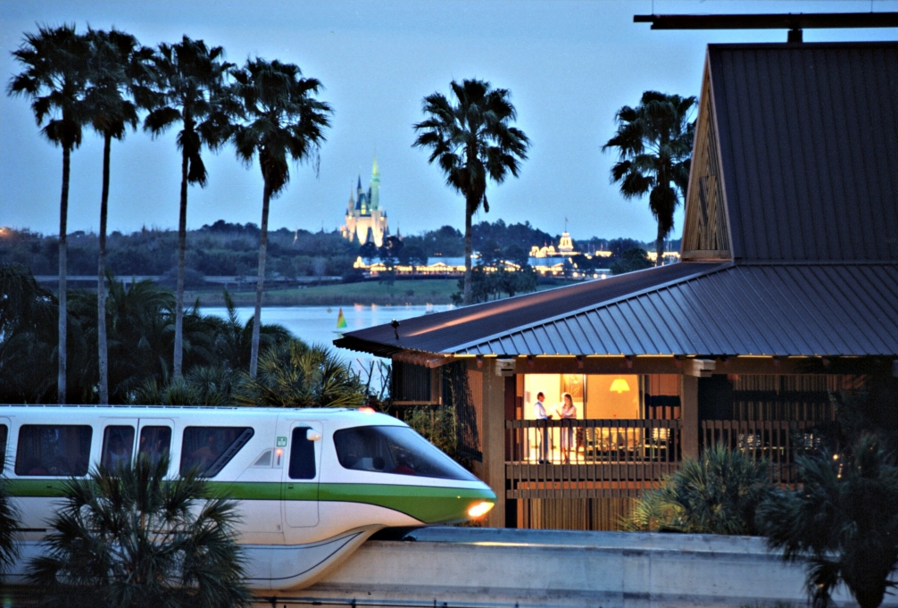 View of Magic Kingdom, Polynesian, and the Monorail